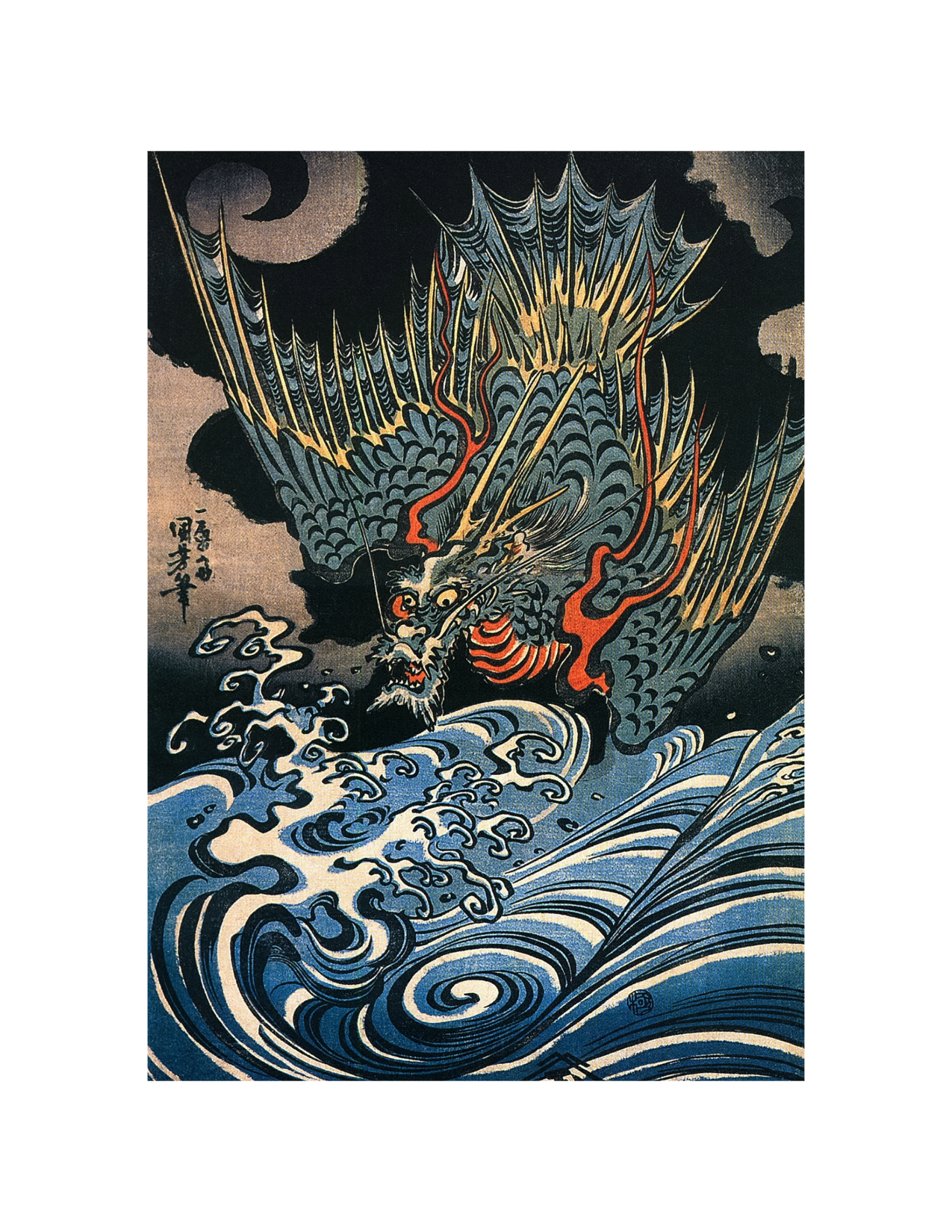 Dragon Flying Above Turbulent Waves